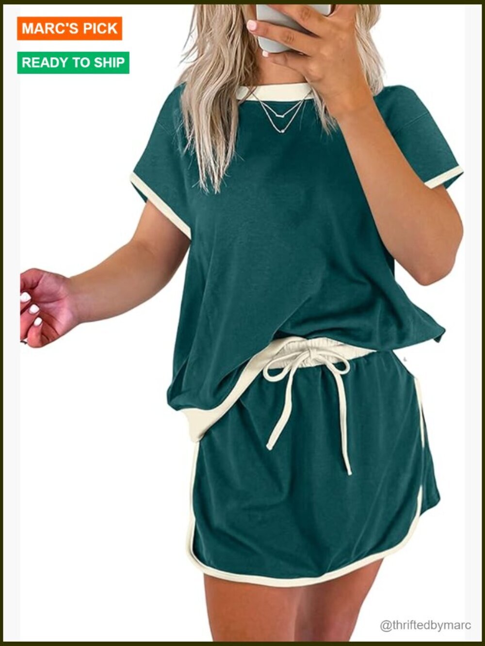 Women's 2-Piece Lounge Set Skort and T-Shirt Lightweight Polyester Blend